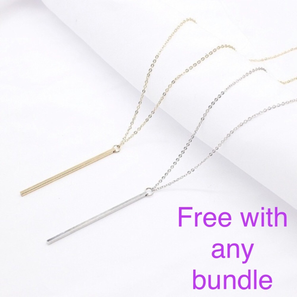 Gold or Silver Bar necklace with earrings Set